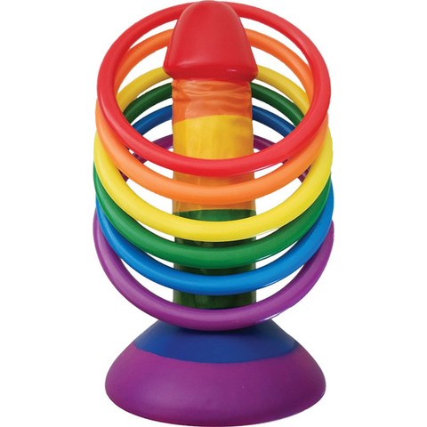 Hott Products Rainbow Pecker Party Ring Toss Latex Cock Ring - Party Gifts and Novelties