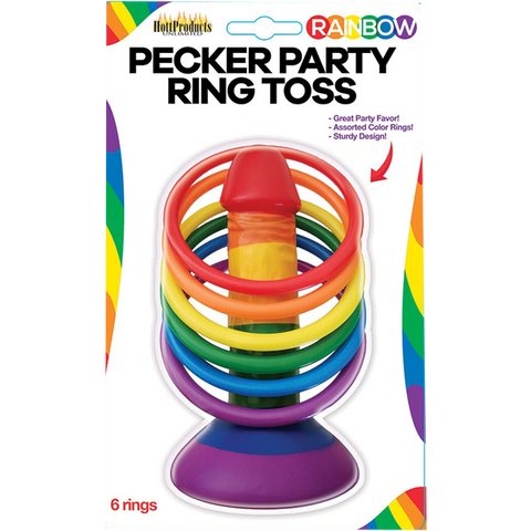 Hott Products Rainbow Pecker Party Ring Toss Latex Cock Ring - Party Gifts and Novelties
