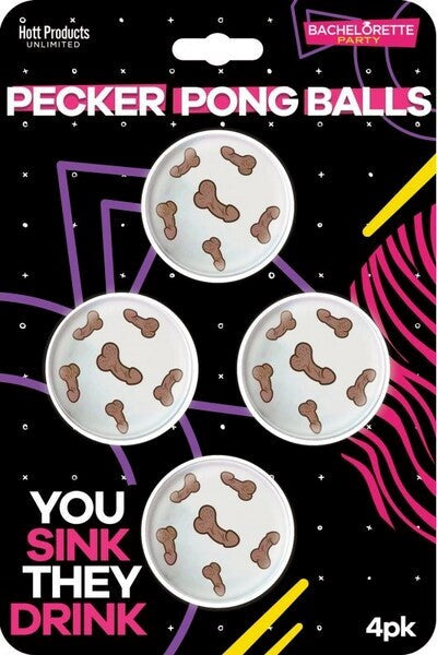 Bachelorette Party Pecker Dick Shaped Beer Pong Balls - - Party Gifts and Novelties