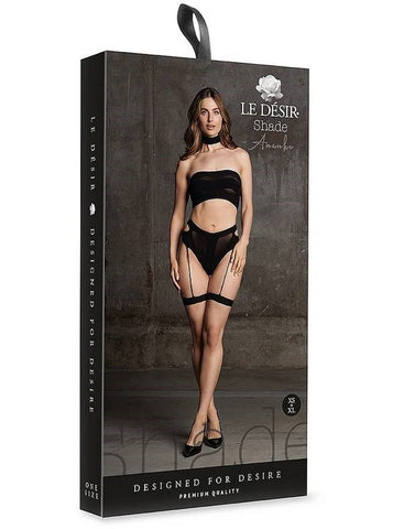 Shots Toys Le Desir Shade Ananke XII Three Piece Bandeau Top and Pantie Black - Bras and Bra Sets