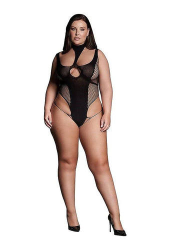 Shots Toys Le Desir Shade Cyllene XLVIII Womens Bodysuit with Turtleneck Black - Teddies and Bodysuits