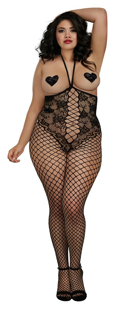 Dream Girl Lingerie Plus Size Open Cup Womens Bodystocking Black - Plus Sized Lingerie