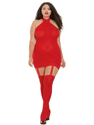 Dream Girl Lingerie Plus Size Womens Garter Dress With Thigh High Queen Size - Plus Sized Lingerie
