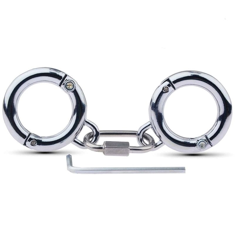 BDStyle Class Stainless Steel BDSM Play Toe Cuffs with Allen Screw Lock - - Steel Sex Toys