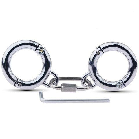 BDStyle Class Stainless Steel BDSM Play Thumb Cuffs Professional Restraints - Steel Sex Toys