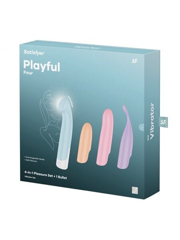 Satisfyer Playful Four Interchangeable G Spot Vibrator with 4 Attachments - G-Spot Vibrators