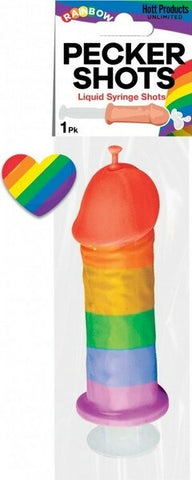 Hott Products Rainbow Pecker Shots Liquid Syringe Rainbow Coloured Party Game - Party Gifts and Novelties