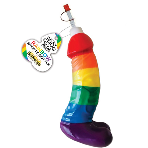 Hott Products Rainbow Dicky Chug Novelty Sports Bottle Novelty Hydration - Party Gifts and Novelties