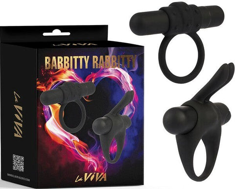 La Viva Babbitty Rabbitty Stretchy Silicone Cock Ring Black - Stretchy Cock Rings