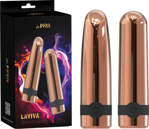 La Viva Quake Ammo 10 Function Bullet Vibrator Rose Gold - Bullet Vibrators