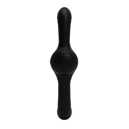La Viva Double Fury Vibrating & Thrusting Dildo Black - - Vibrating Dildos