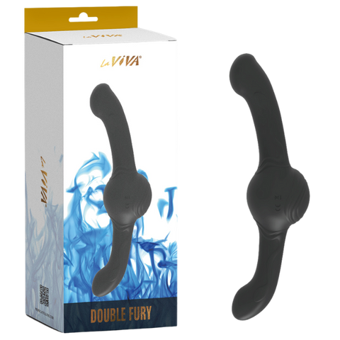 La Viva Double Fury Vibrating & Thrusting Dildo Black - Vibrating Dildos