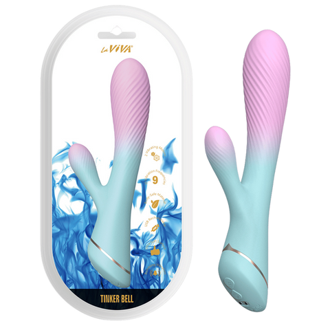 La Viva Tinker Bell USB Rechargeable Rabbit Vibrator Pink / Blue - Rabbit Vibrators