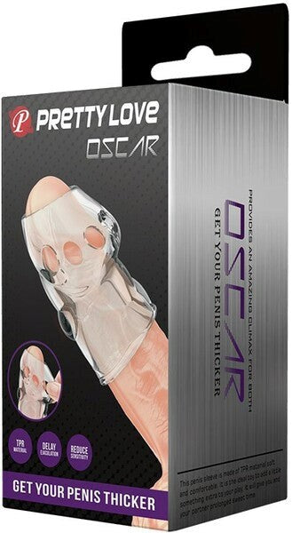 Baile Pretty Love Oscar Mens Penis Sleeve Clear TPR Stamina Enhancement - - Penis Sleeves and Extenders