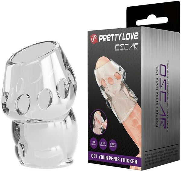 Baile Pretty Love Oscar Mens Penis Sleeve Clear TPR Stamina Enhancement - - Penis Sleeves and Extenders