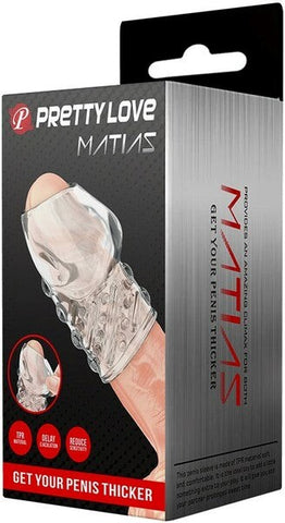 Baile Pretty Love Matias Male Penis Sleeve Clear TPR Stamina Enhancement - Penis Sleeves and Extenders