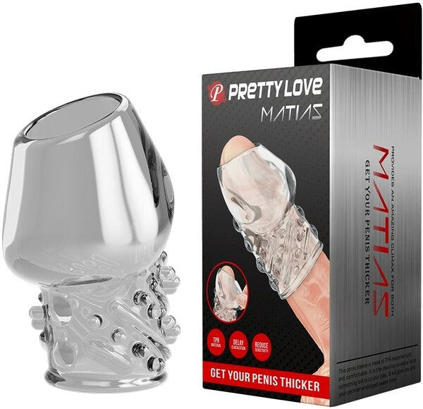 Baile Pretty Love Matias Male Penis Sleeve Clear TPR Stamina Enhancement - - Penis Sleeves and Extenders
