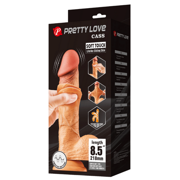Pretty Love Sliding Skin Series Realistic Vibrating Dong 8.5 Inch Flesh - - Realistic Dildos