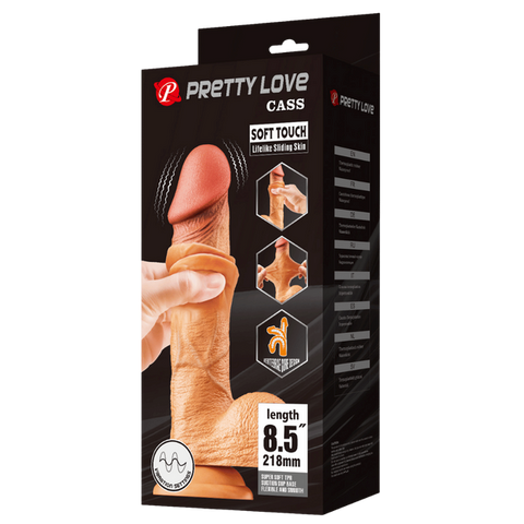 Pretty Love Sliding Skin Series Realistic Vibrating Dong 8.5 Inch Flesh - Realistic Dildos