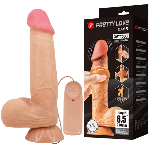 Pretty Love Sliding Skin Series Realistic Vibrating Dong 8.5 Inch Flesh - Realistic Dildos
