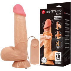Pretty Love Sliding Skin Series Realistic Vibrating Dong 8.5 Inch Flesh - - Realistic Dildos