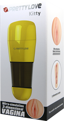 Pretty Love Kitty Vagina Automatic Male Masturbator Gold - Masturbators and Strokers