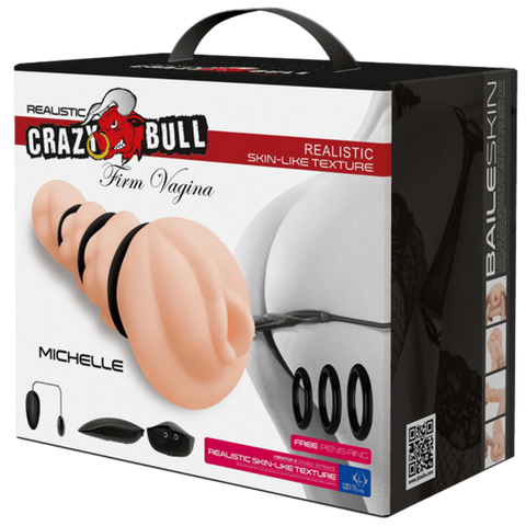 Crazy Bull Michelle Firm Vagina Vibrating Realistic Stroker Flesh - Masturbators and Strokers