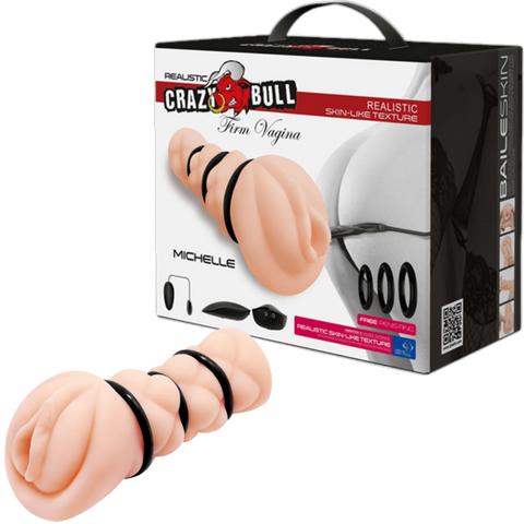 Crazy Bull Michelle Firm Vagina Vibrating Realistic Stroker Flesh - Masturbators and Strokers