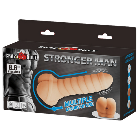 Crazy Bull Stronger Man 8.6 Inches Vibrating Mens Masturbator Flesh - Masturbators and Strokers