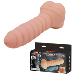 Crazy Bull Stronger Man 8.6 Inches Vibrating Mens Masturbator Flesh - - Masturbators and Strokers