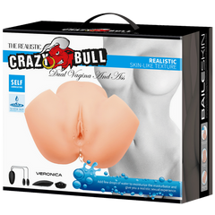 Crazy Bull Veronica Dual Vagina & Ass Vibrating Mens Masturbator Flesh - - Realistic Butts And Vaginas