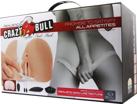 Crazy Bull Doggy Style Vibrating Vagina & Anal Stimulator Flesh - Realistic Butts And Vaginas