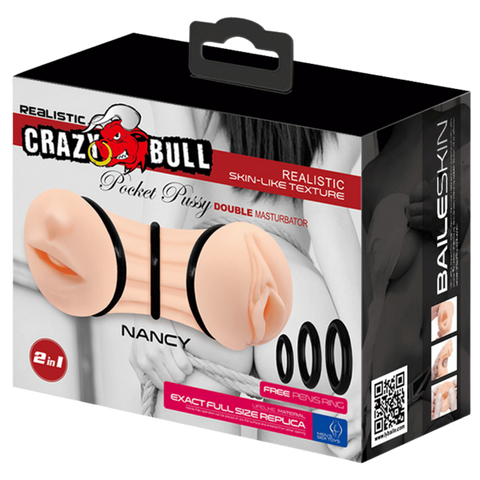 Crazy Bull Nancy Pocket Pussy Double Ended Male Masturbator Flesh - Realistic Butts And Vaginas