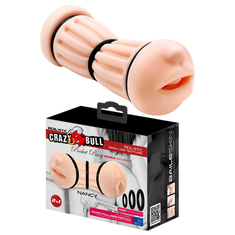 Crazy Bull Nancy Pocket Pussy Double Ended Male Masturbator Flesh - Realistic Butts And Vaginas