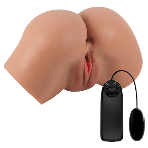 Crazy Bull Hailey Double Entry Realistic Vibrating Male Masturbator Tan - Realistic Butts And Vaginas