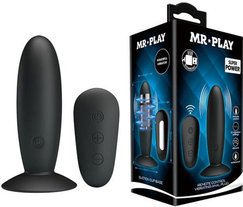 Mr Play Remote Control Vibrating Anal Plug Black - Butt Plugs