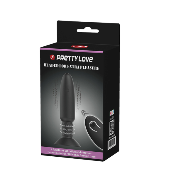 Pretty Love Rechargeable Beaded Anal Plug For Extra Romance Black - - Butt Plugs