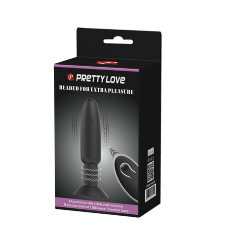 Baile Pretty Love Rechargeable Beaded Anal Plug For Extra Romance Black - Butt Plugs