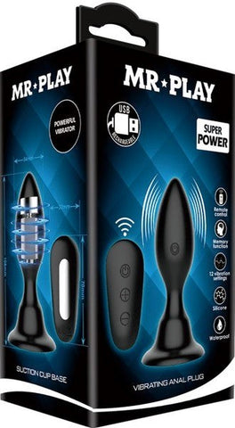 Mr Play High Quality Remote Control Vibrating Anal Plug Black - Butt Plugs