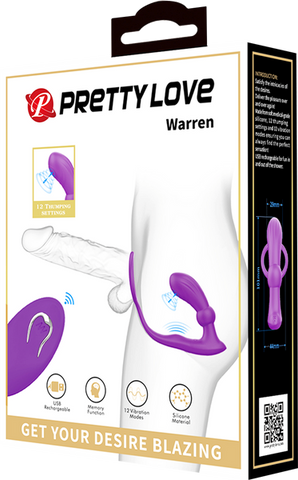 Pretty Love Warren USB Rechargeable 12 Function Prostate Massager Purple - Prostate Toys