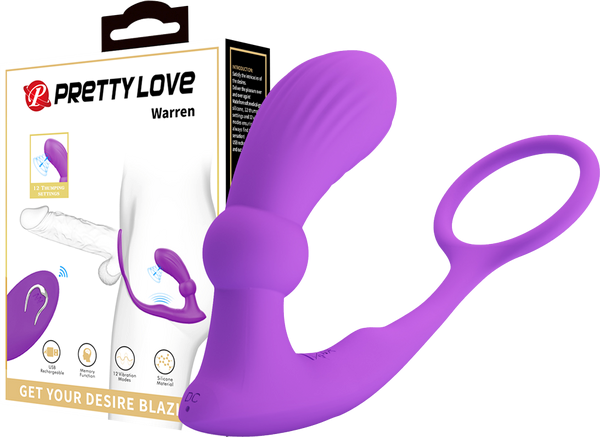 Pretty Love Warren USB Rechargeable 12 Function Prostate Massager Purple - - Prostate Toys