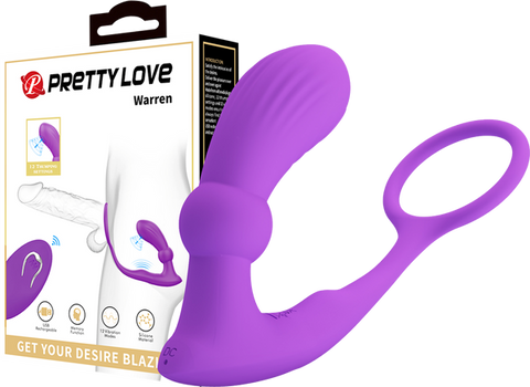 Pretty Love Warren USB Rechargeable 12 Function Prostate Massager Purple - Prostate Toys