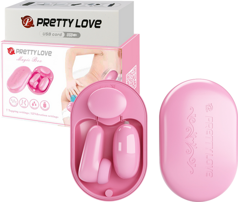 Pretty Love Magic Box USB Rechargeable Bullet & Stimulator Vibrator Pink - Bullet Vibrators
