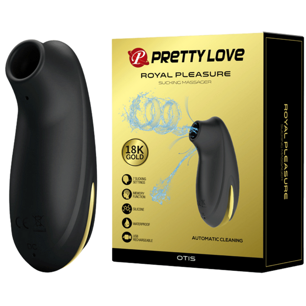 Pretty Love Otis Royal Pleasure Suction Based Clitoral Massager Black / Gold - - Clit Ticklers and Pulsators