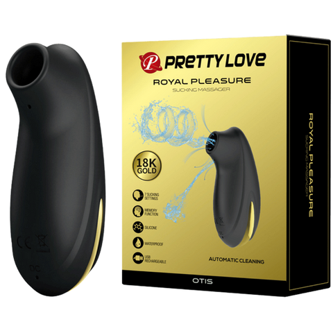 Pretty Love Otis Royal Pleasure Suction Based Clitoral Massager Black / Gold - Clit Ticklers and Pulsators