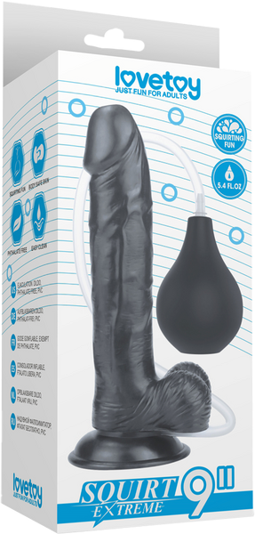 Lovetoy Squirt Extreme Realistic Looking Dong Black with Vibrating Ring - - Realistic Dildos