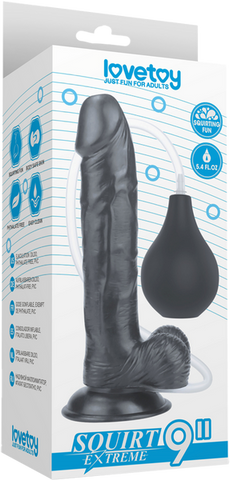 Lovetoy Squirt Extreme Realistic Looking Dong Black with Vibrating Ring - Realistic Dildos