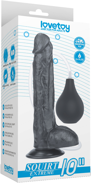 Lovetoy Squirt Extreme Realistic Looking Dong Black with Vibrating Ring - - Realistic Dildos