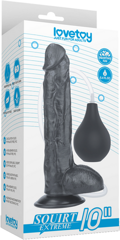 Lovetoy Squirt Extreme Realistic Looking Dong Black with Vibrating Ring - Realistic Dildos