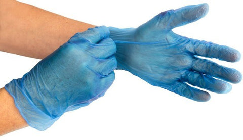 Sax 100 Pack Disposable Vinyl Gloves Blue for Safe Sexual Contact - Adult Toy Cleaner